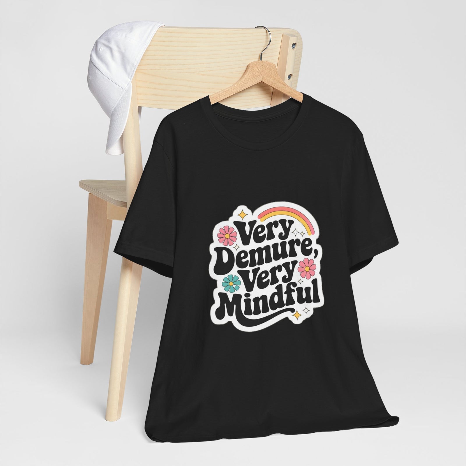 Very Demure Very Mindful - Women Groovy Style T-shirt - Funny Saying - Unisex Jersey Short Sleeve Shirt - Bella Canvas 3001
