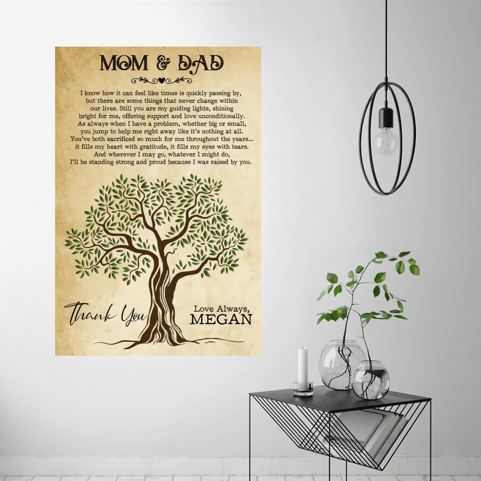 Love Message Thank You Mom And Dad Custom Canvas Poster Anniversary Gift For Parents