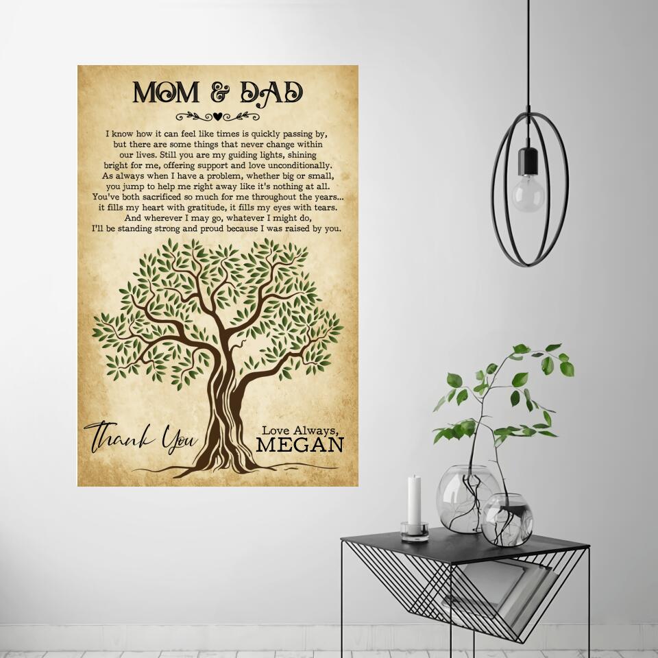 Love Message Thank You Mom And Dad Custom Canvas Poster Anniversary Gift For Parents