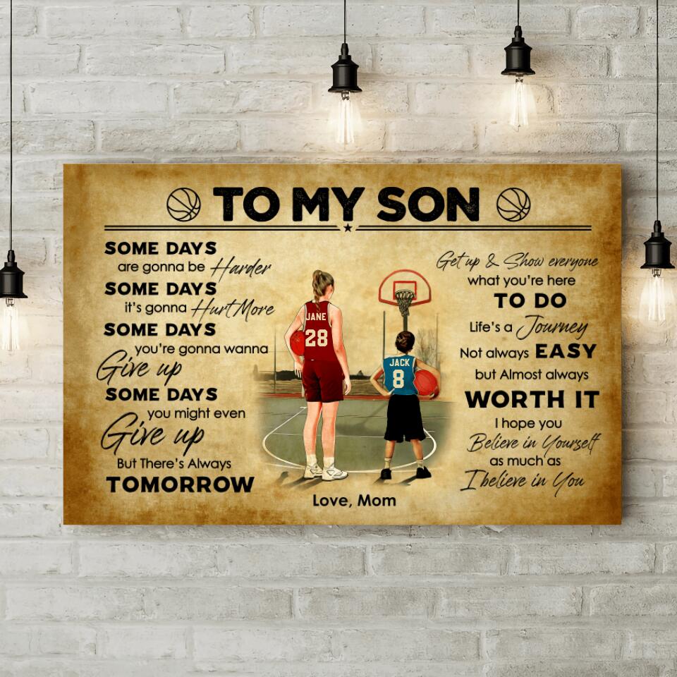 Love Message To My Son From Mom Custom Canvas Poster Birthday Gift For Son Basketball Lovers