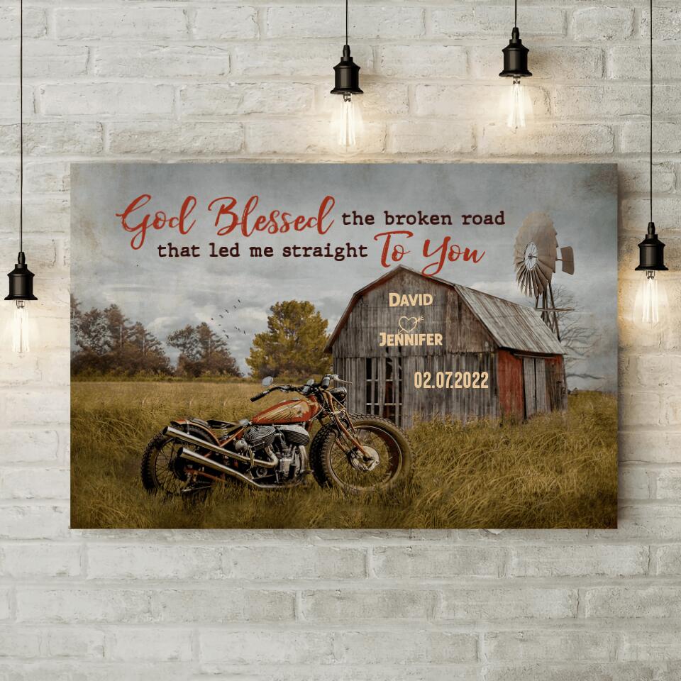 Bless The Broken Road That Led Me Straight To You Custom Canvas Poster Anniversary Gift For Couples