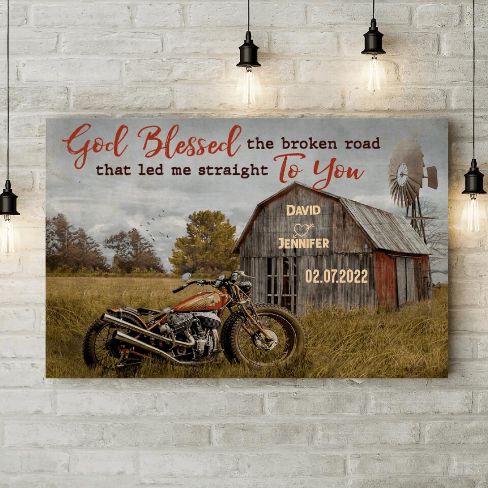 Bless The Broken Road That Led Me Straight To You Custom Canvas Poster Anniversary Gift For Couples