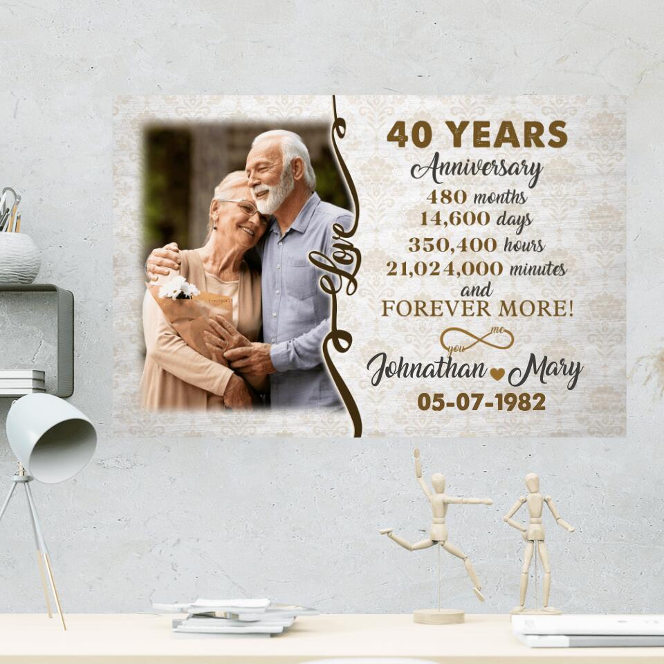 40th Wedding Years Anniversary Custom Canvas Poster Anniversary Gift For Grandparents