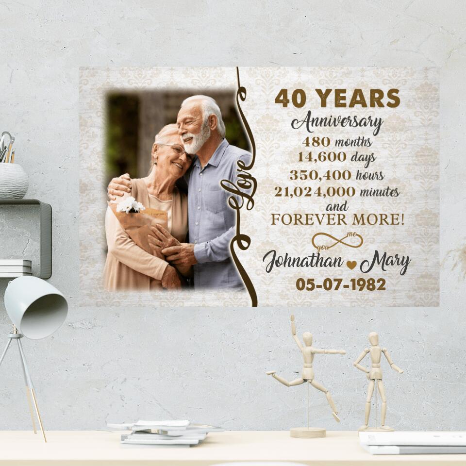 40th Wedding Years Anniversary Custom Canvas Poster Anniversary Gift For Grandparents