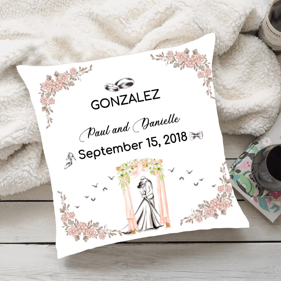 Happy Wedding Anniversary Custom Pillow Gift For Couples