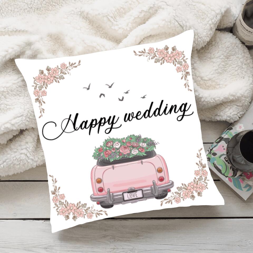 Happy Wedding Anniversary Custom Pillow Gift For Couples