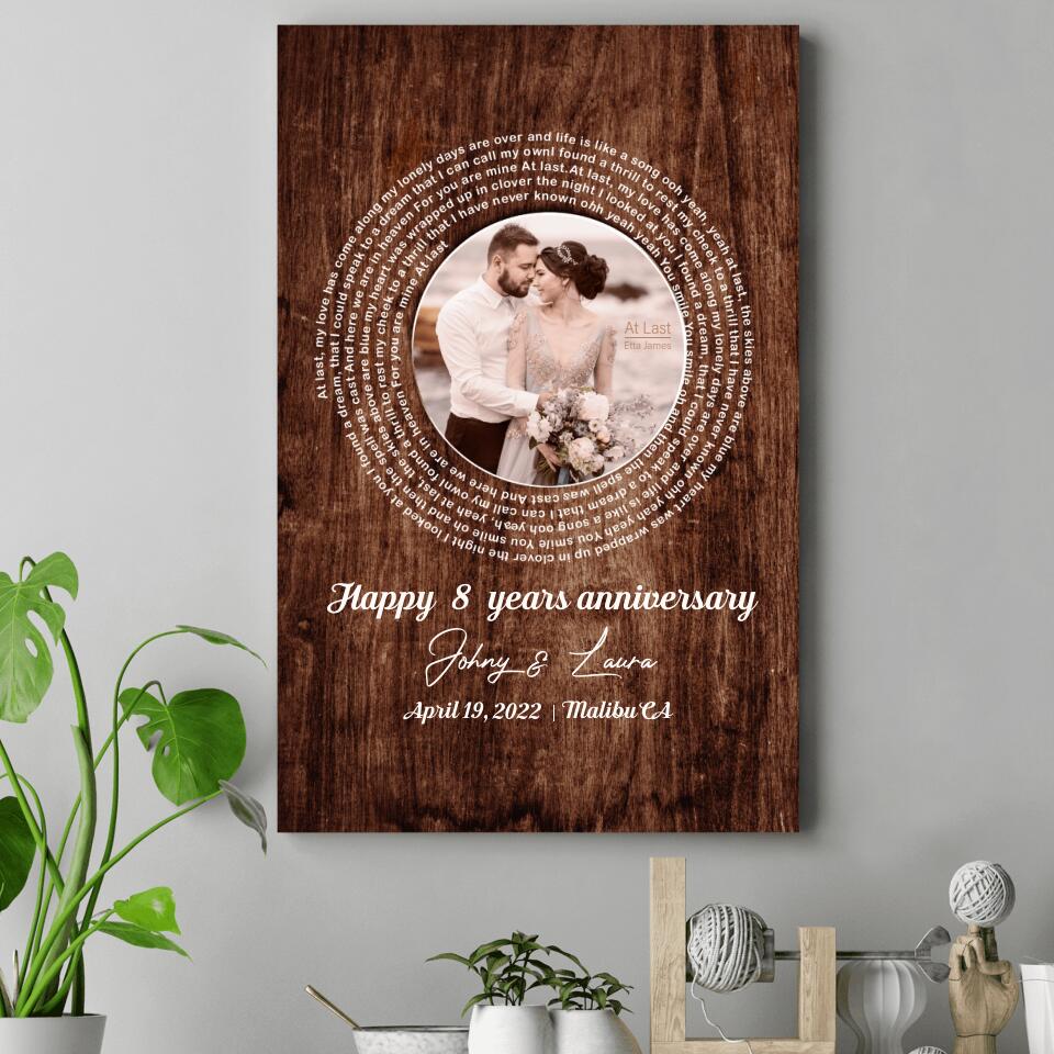 Favorite Song Lyrics Custom Canvas Poster Wedding Anniversary Gift For Couples