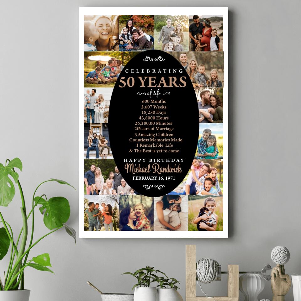 Celebrating 50 Years And Happy Birthday Custom Canvas Poster Birthday Gift For Couples