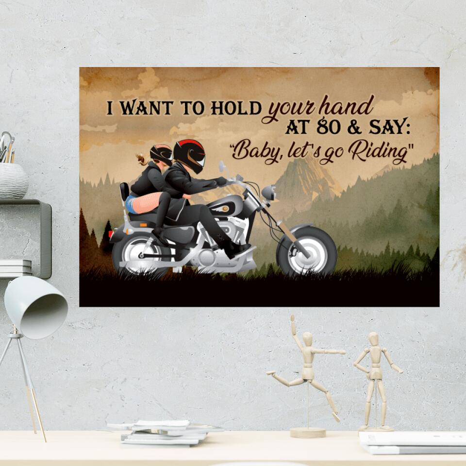 Personalized Valentine Gifts - Riding Couple Baby Let's Go Riding Custom Canvas Poster Birthday Gift For Husband