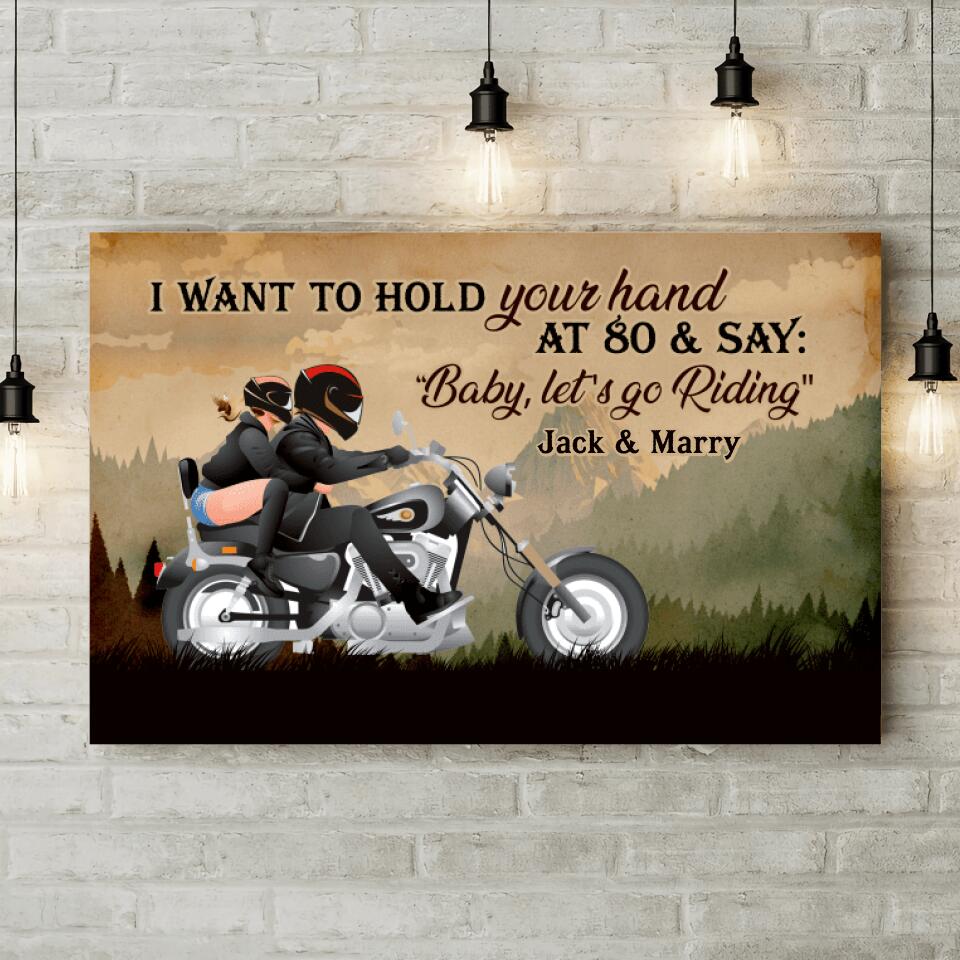 Personalized Valentine Gifts - Riding Couple Baby Let's Go Riding Custom Canvas Poster Birthday Gift For Husband