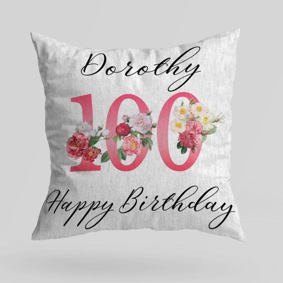 Happy 100th Birthday Personalized Pillow Mothers Day Presents For Grandma