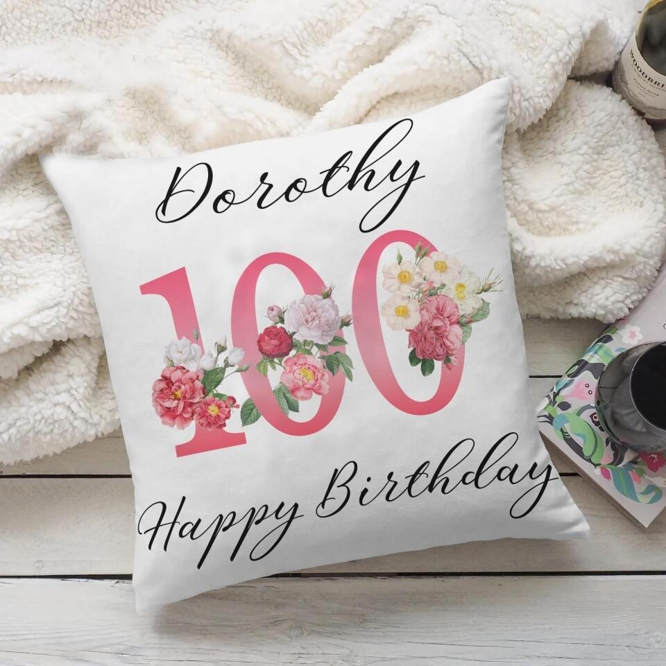 Happy 100th Birthday Personalized Pillow Mothers Day Presents For Grandma