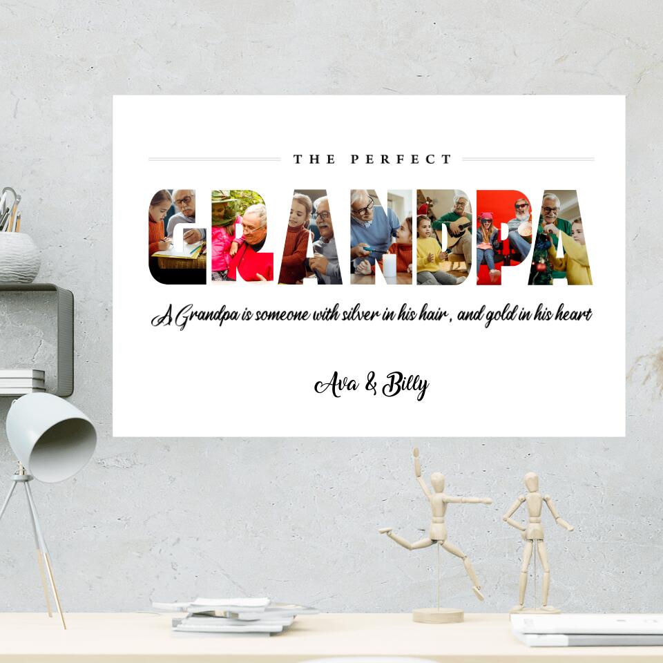 The Perfect Grandpa Upload Photo Custom Canvas Poster Birthday Gift For Grandpa
