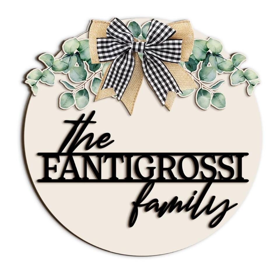 Laurel Wreath With Family Name Custom Wooden Art Wedding Gift For Husband