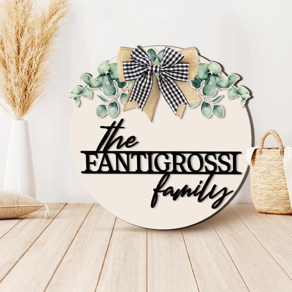 Laurel Wreath With Family Name Custom Wooden Art Wedding Gift For Husband