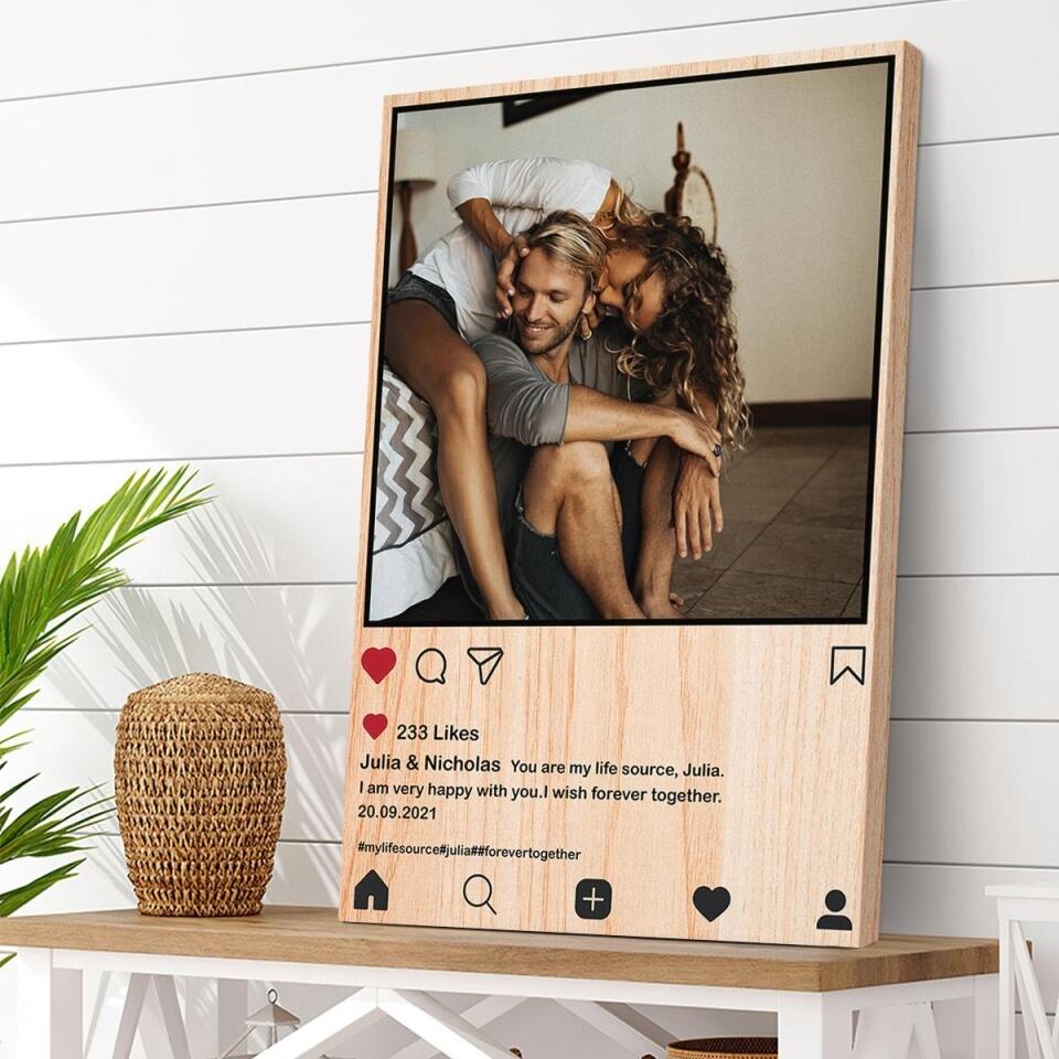 Insta Background You Are My Life Custom Canvas Poster Anniversary Gift For Couples