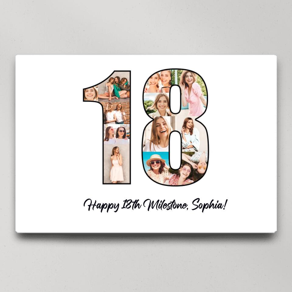 Happy 18th Birthday Milestone Custom Canvas Poster Birthday Gift For Daughter For Niece