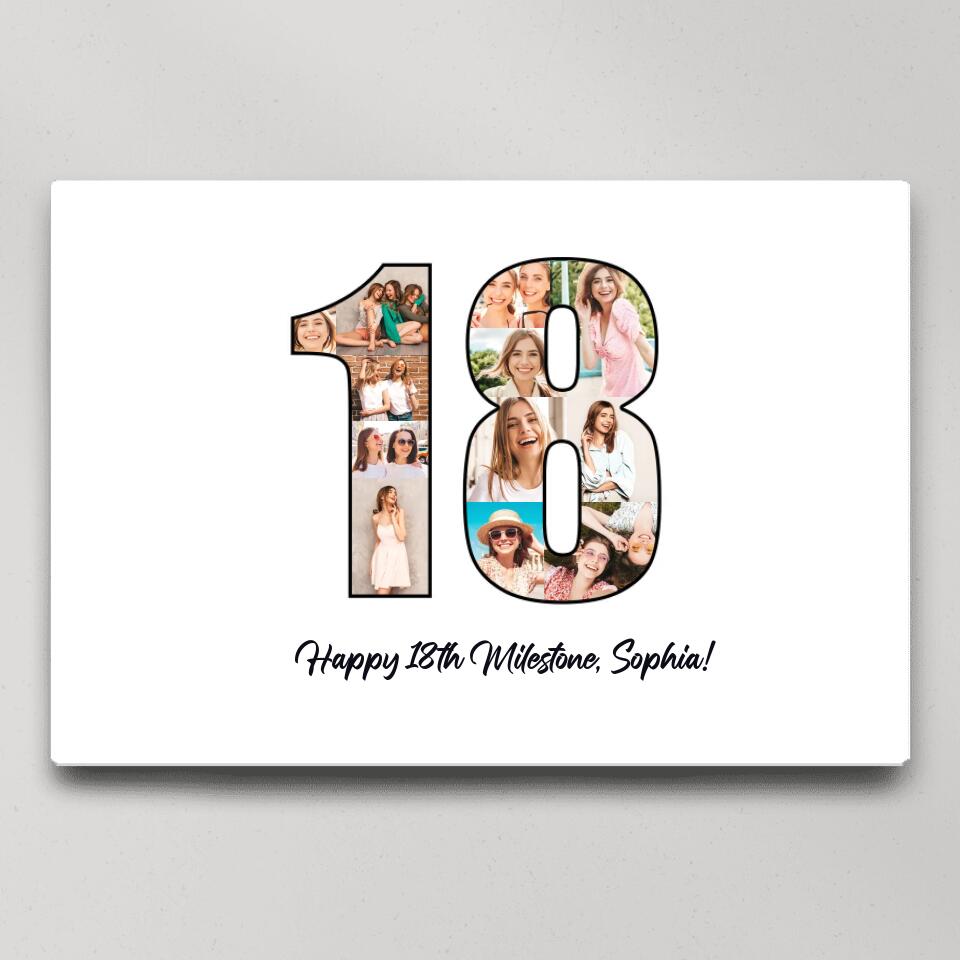 Happy 18th Birthday Milestone Custom Canvas Poster Birthday Gift For Daughter For Niece