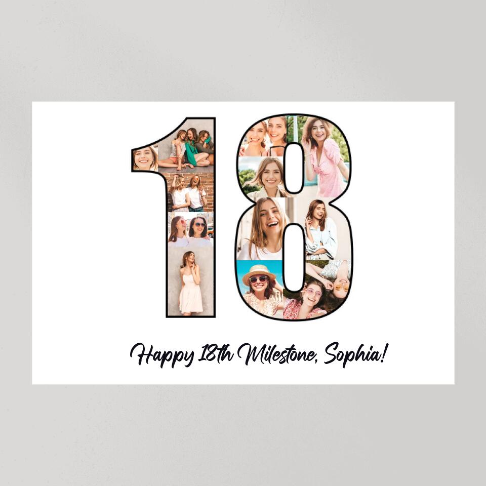 Happy 18th Birthday Milestone Custom Canvas Poster Birthday Gift For Daughter For Niece