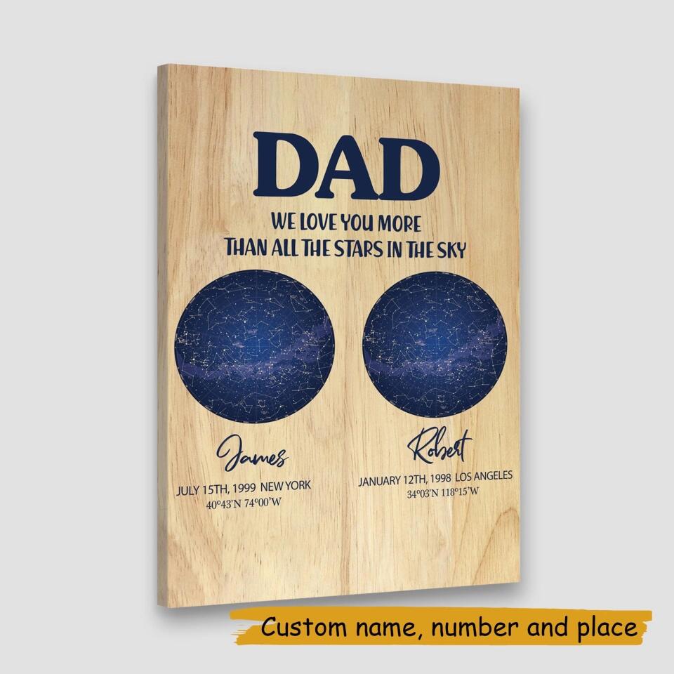 Dad We Love You More Than All The Stars In The Sky Custom Canvas Poster Anniversary Gift