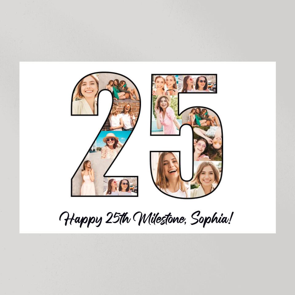 Happy 25th Birthday Milestone Custom Canvas Poster Birthday Gift For Daughter