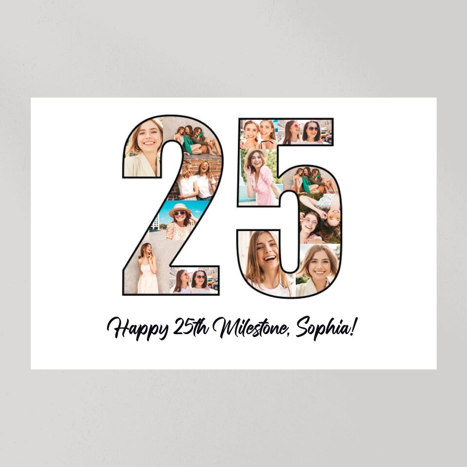 Happy 25th Birthday Milestone Custom Canvas Poster Birthday Gift For Daughter