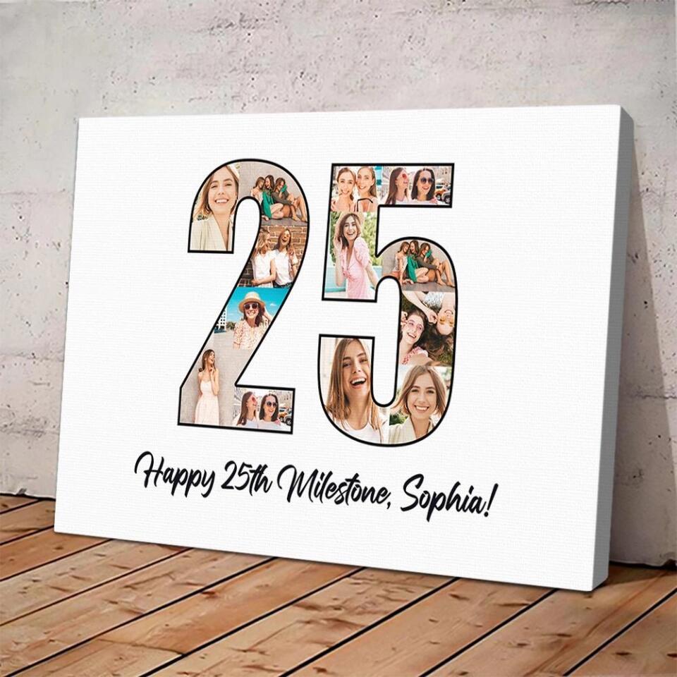 Happy 25th Birthday Milestone Custom Canvas Poster Birthday Gift For Daughter