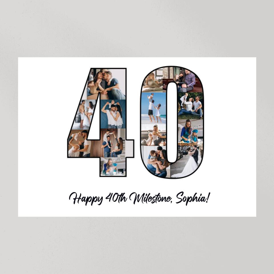 Happy 40th Birthday Milestone Custom Canvas Poster Birthday Gift For Wife