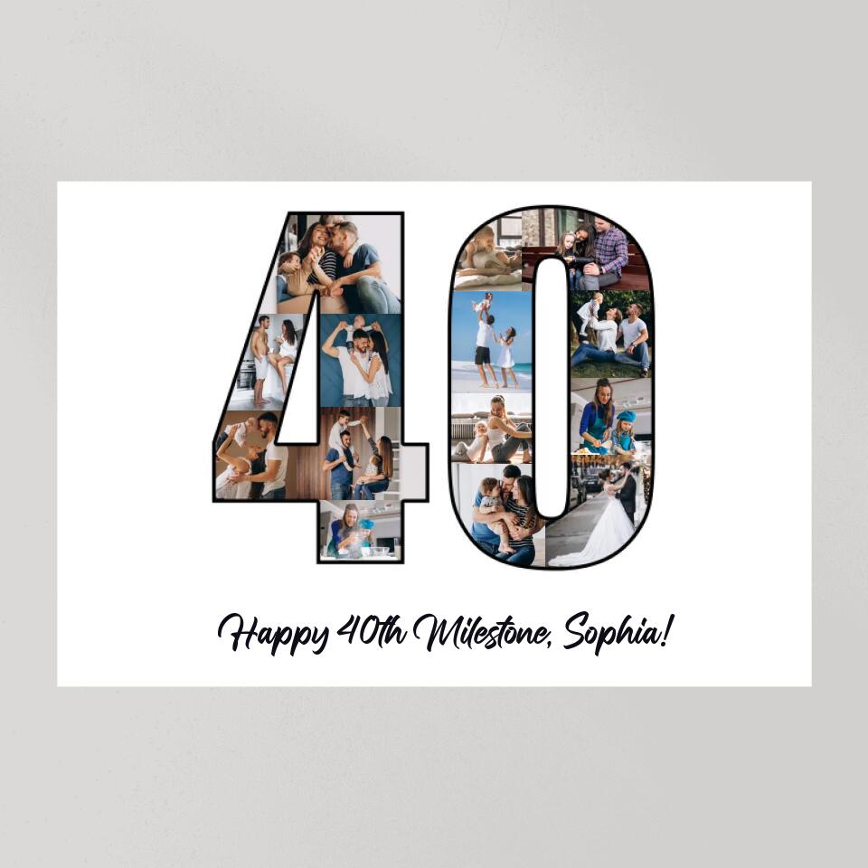 Happy 40th Birthday Milestone Custom Canvas Poster Birthday Gift For Wife