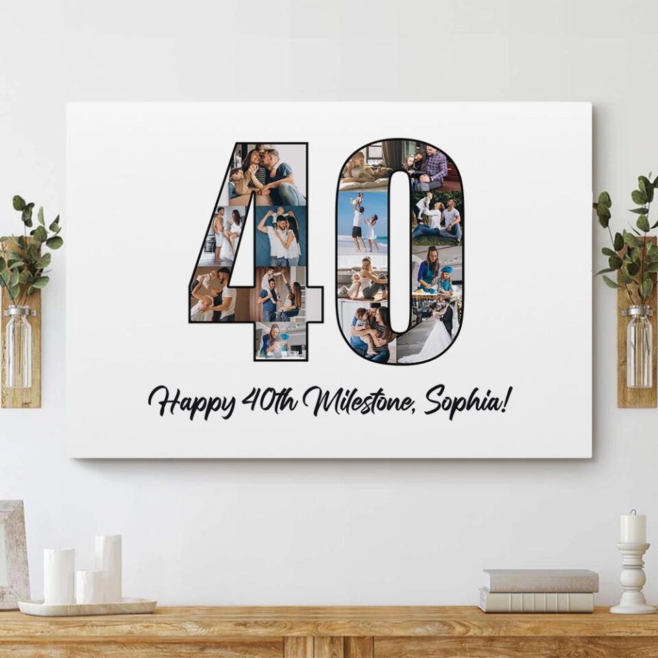 Happy 40th Birthday Milestone Custom Canvas Poster Birthday Gift For Wife