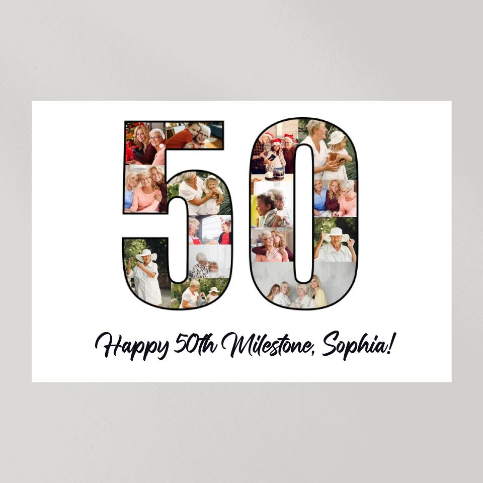 Happy 50th Birthday Milestone Custom Canvas Poster Birthday Gift For Mom
