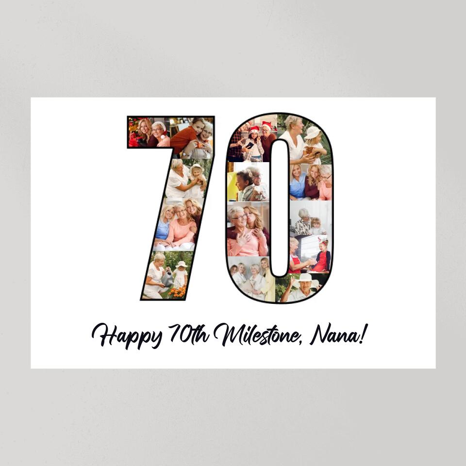 Happy 70th Birthday Milestone Custom Canvas Poster Birthday Gift For Mom For Grandma