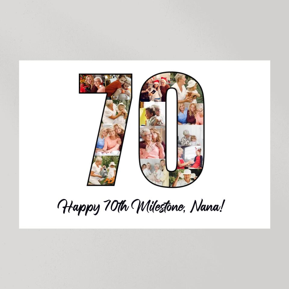 Happy 70th Birthday Milestone Custom Canvas Poster Birthday Gift For Mom For Grandma