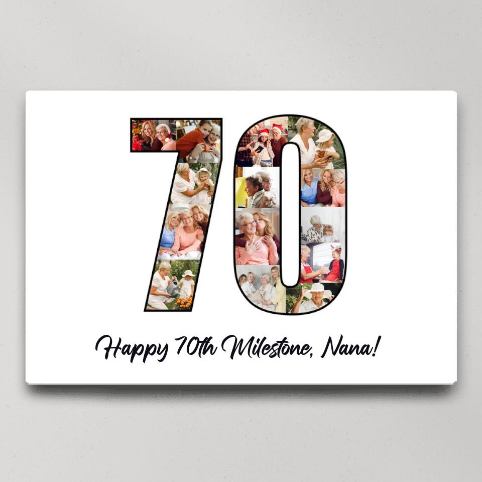 Happy 70th Birthday Milestone Custom Canvas Poster Birthday Gift For Mom For Grandma