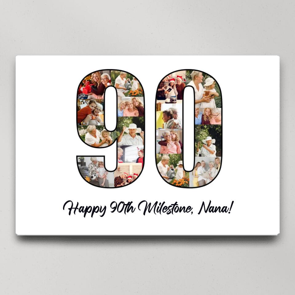Happy 90th Birthday Milestone Custom Canvas Poster Birthday Gift For Grandparents