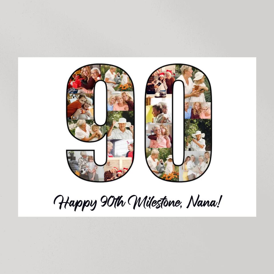 Happy 90th Birthday Milestone Custom Canvas Poster Birthday Gift For Grandparents