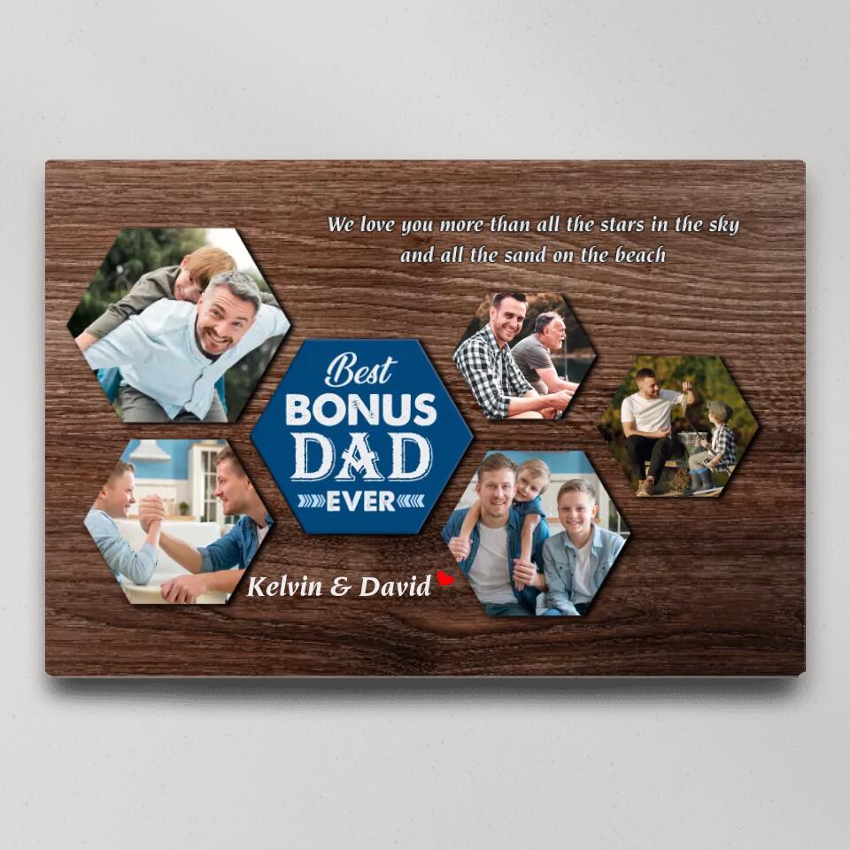 Best Bonus Dad Ever Custom Canvas Poster Birthday Gift For Step Father