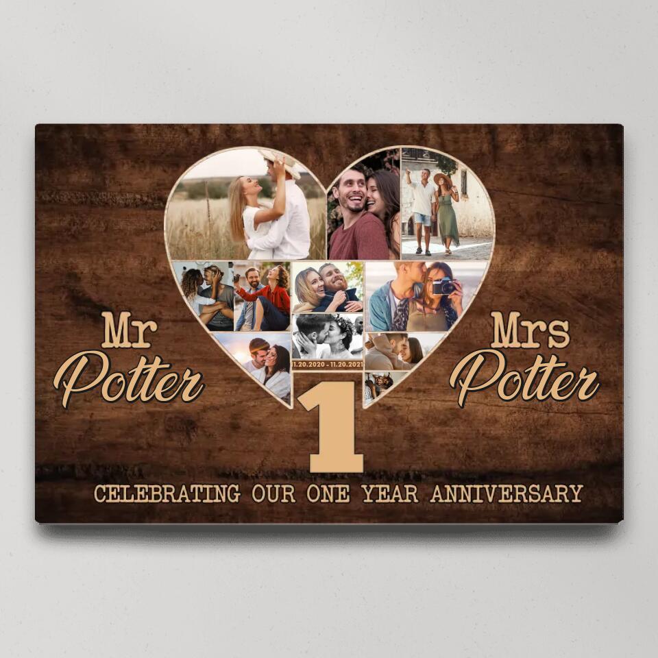 Celebrating Our One Year Anniversary Custom Canvas Poster Anniversary Gift For Couple