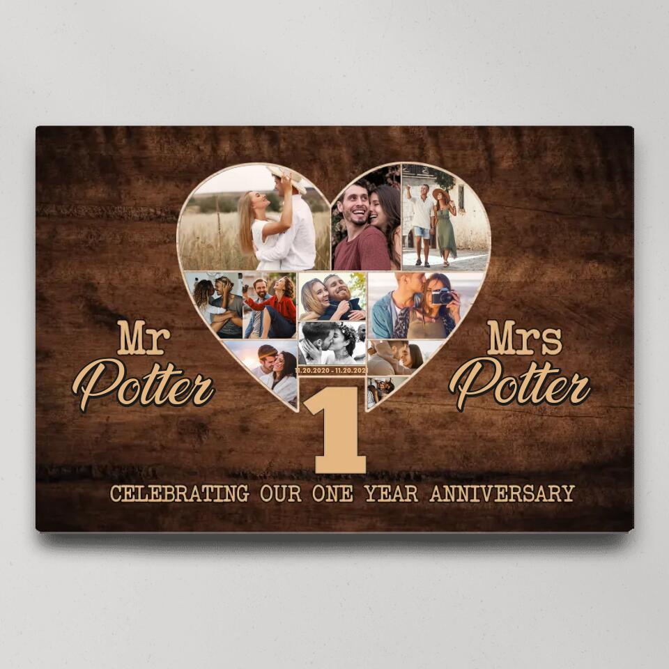 Celebrating Our One Year Anniversary Custom Canvas Poster Anniversary Gift For Couple