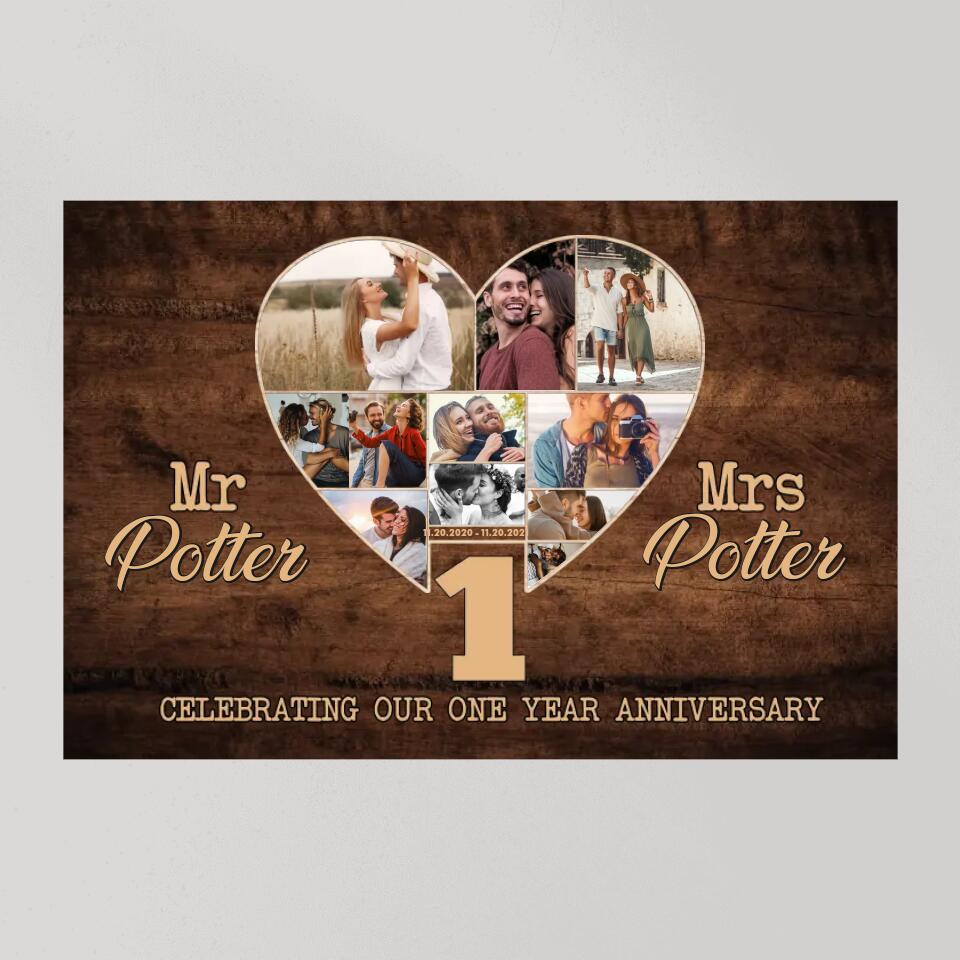 Celebrating Our One Year Anniversary Custom Canvas Poster Anniversary Gift For Couple