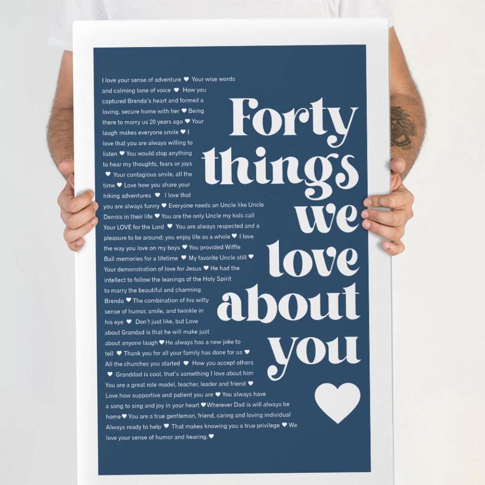 Reasons We Love You Custom Canvas Poster Anniversary Gift