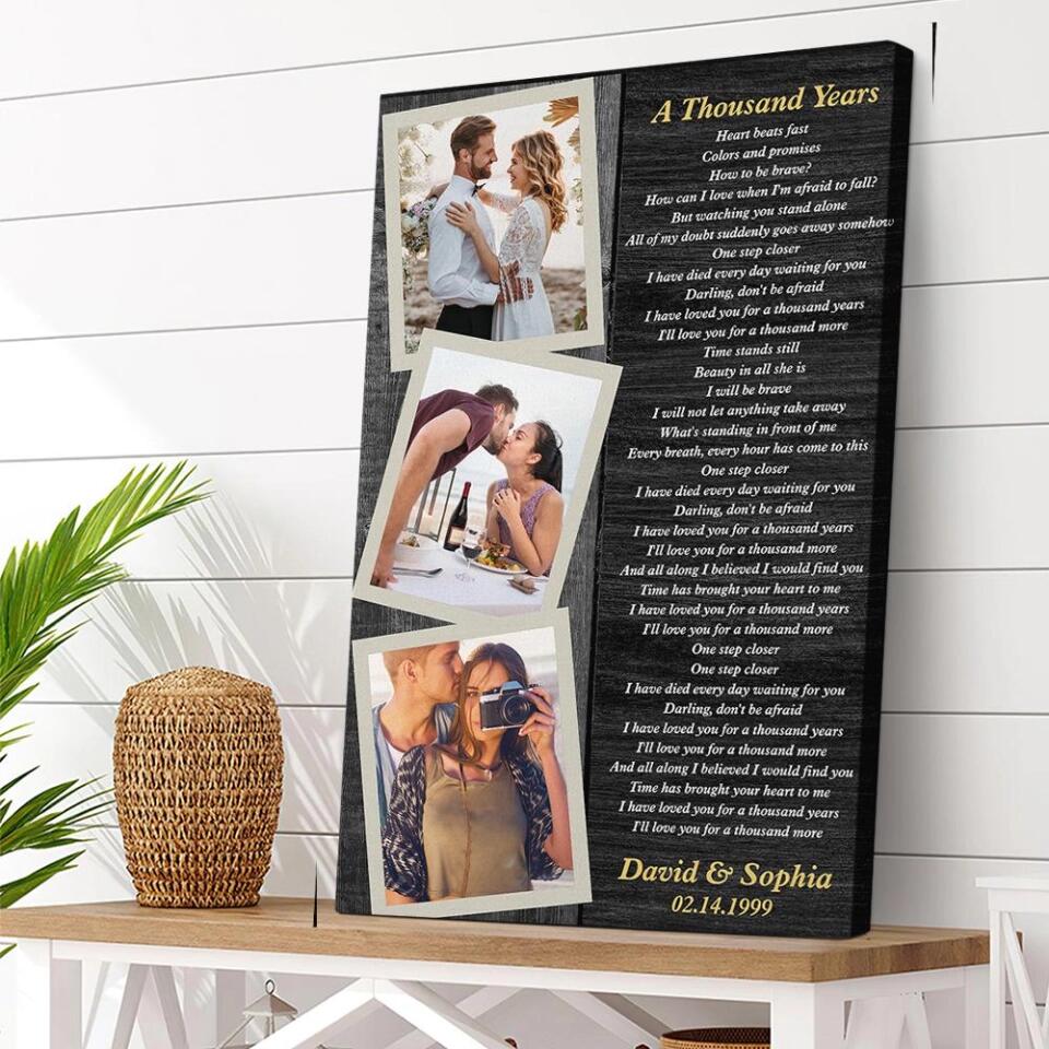 Favorite Song Lyrics And Photo Custom Canvas Poster Anniversary Gift For Couples