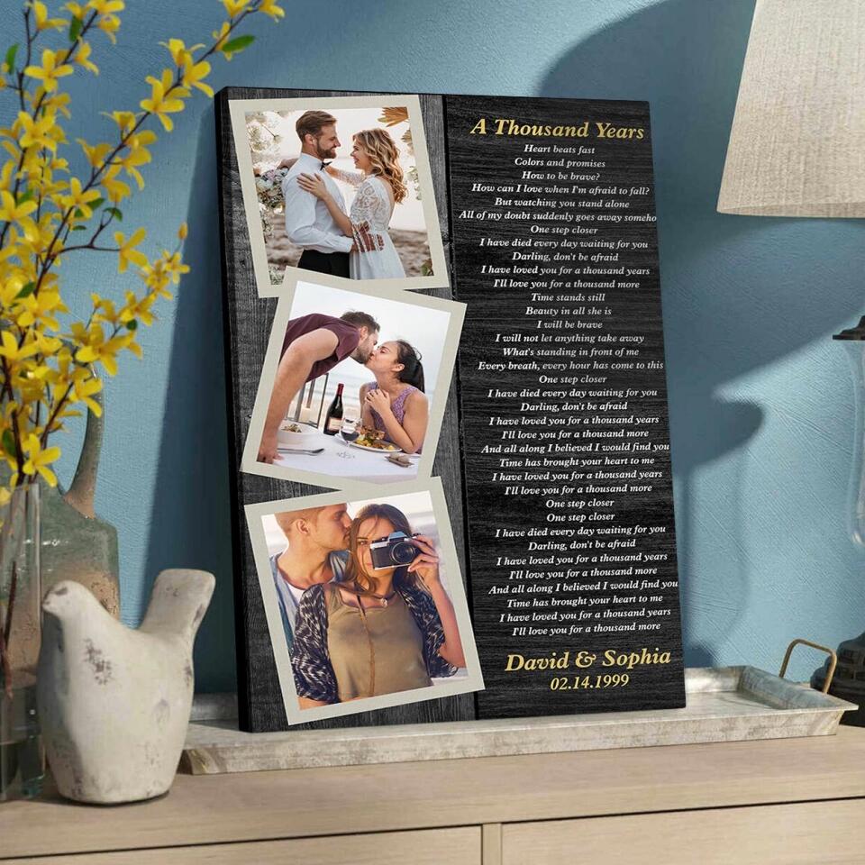 Favorite Song Lyrics And Photo Custom Canvas Poster Anniversary Gift For Couples