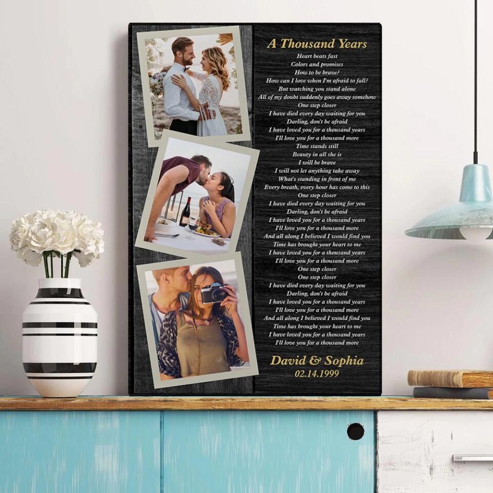 Favorite Song Lyrics And Photo Custom Canvas Poster Anniversary Gift For Couples