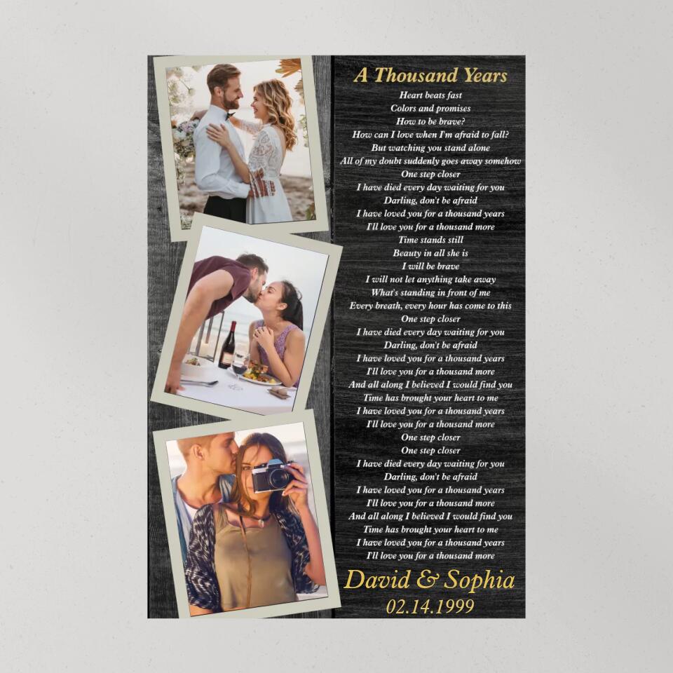 Favorite Song Lyrics And Photo Custom Canvas Poster Anniversary Gift For Couples