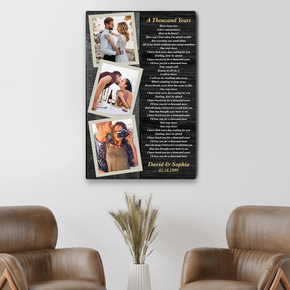 Favorite Song Lyrics And Photo Custom Canvas Poster Anniversary Gift For Couples