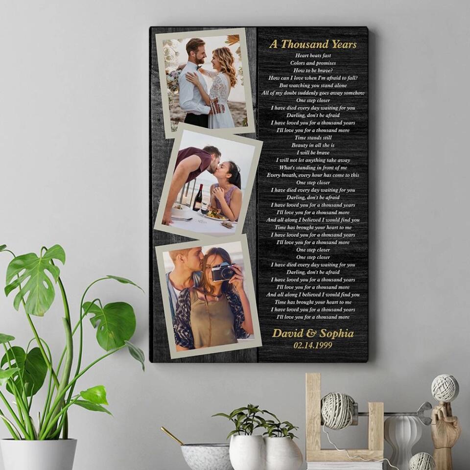 Favorite Song Lyrics And Photo Custom Canvas Poster Anniversary Gift For Couples