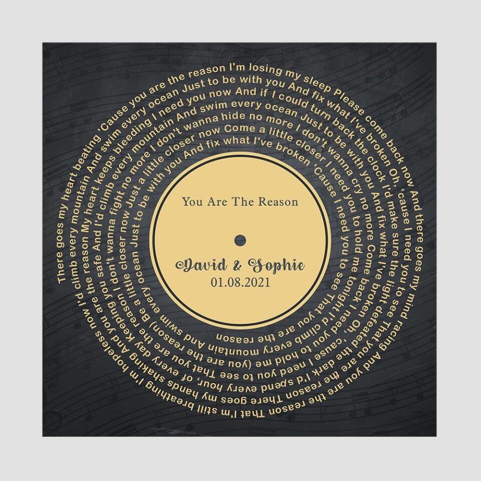Personalized Valentine Gifts - Custom Vinyl Record - Personalized Song Lyrics - Wall Art, Canvas/Poster - Wedding, Anniversary Gift For Couples