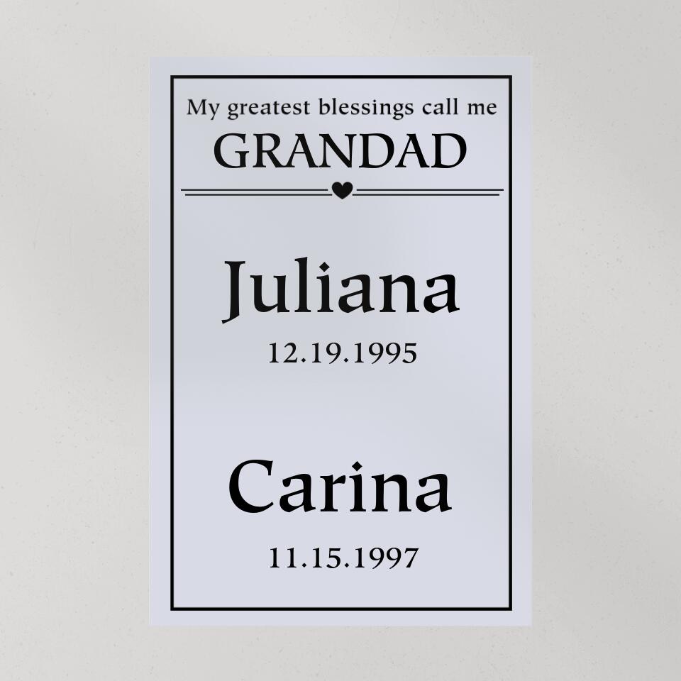 My Greatest Blessings Call Me Custom Canvas Poster Birthday Gift For Grandparents