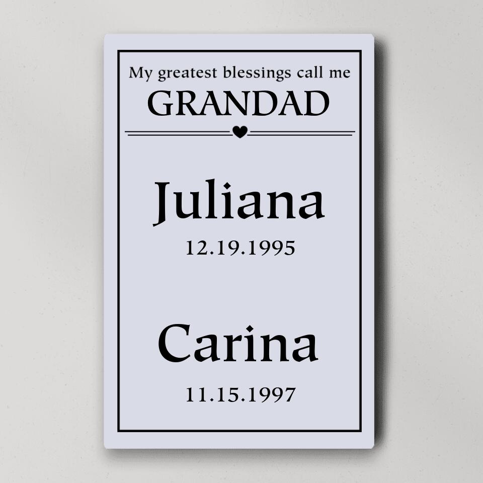 My Greatest Blessings Call Me Custom Canvas Poster Birthday Gift For Grandparents